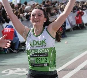 Georgia Chisnall completing the Brighton Marathon.