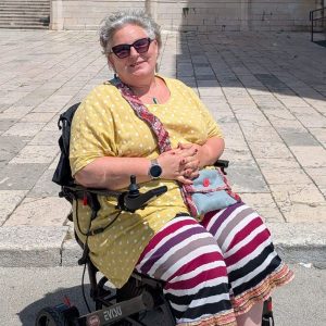 Tracey West in her wheelchair.